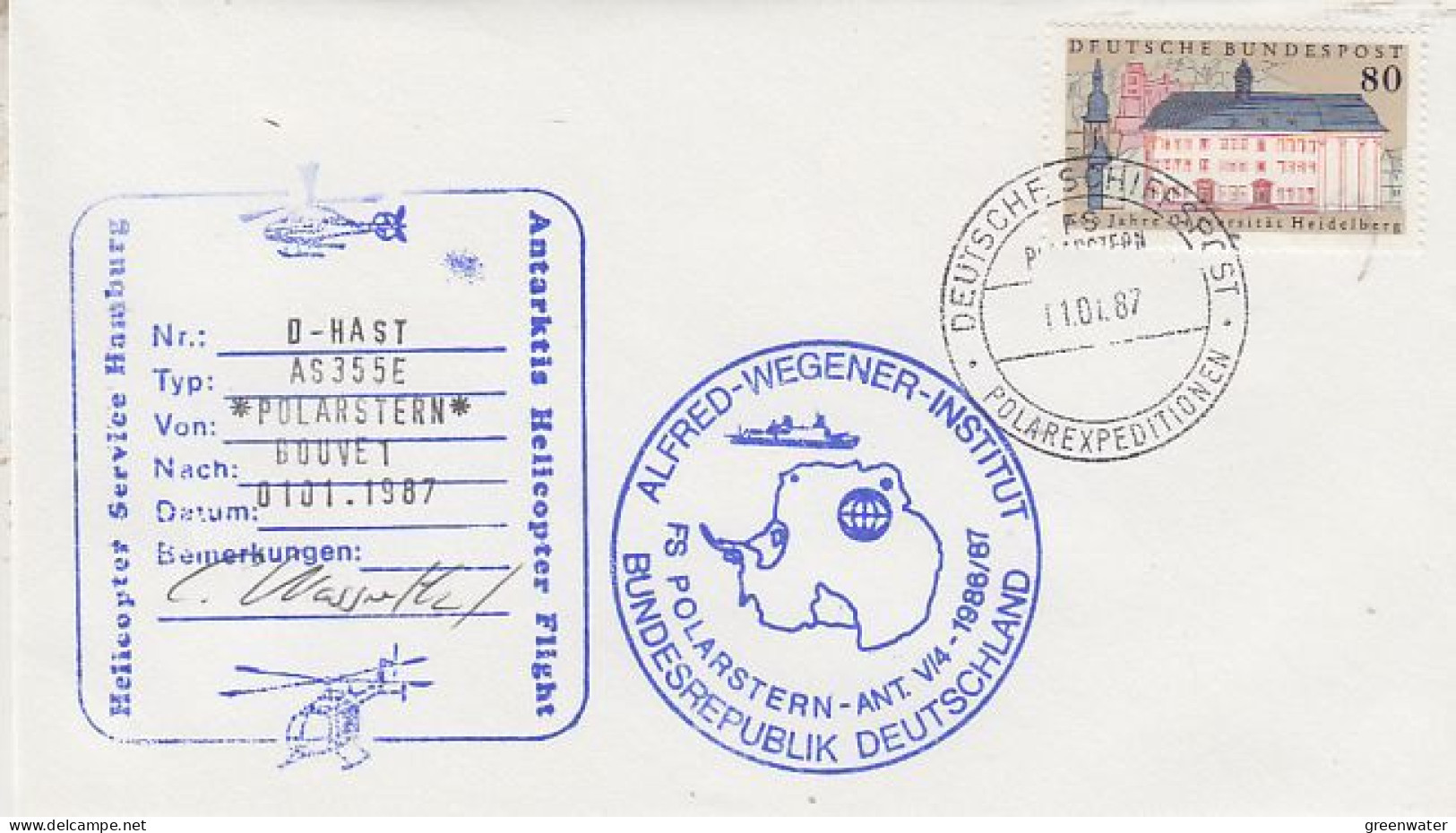 Germany 1987 Antarctic Flight From Polarstern To Bouvet 01.01.1987 (GS153) - Vols Polaires