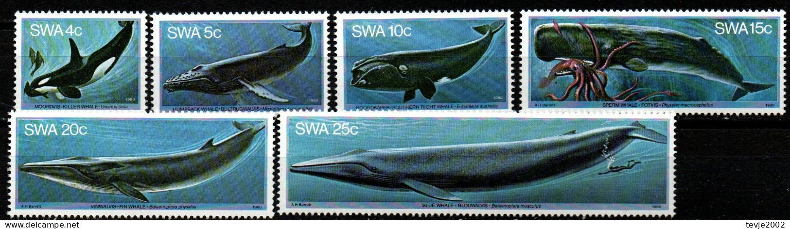 Südwestafrika 1980 - Mi.Nr. 466 - 471 - Postfrisch MNH - Tiere Animals Wale Whales - Balene