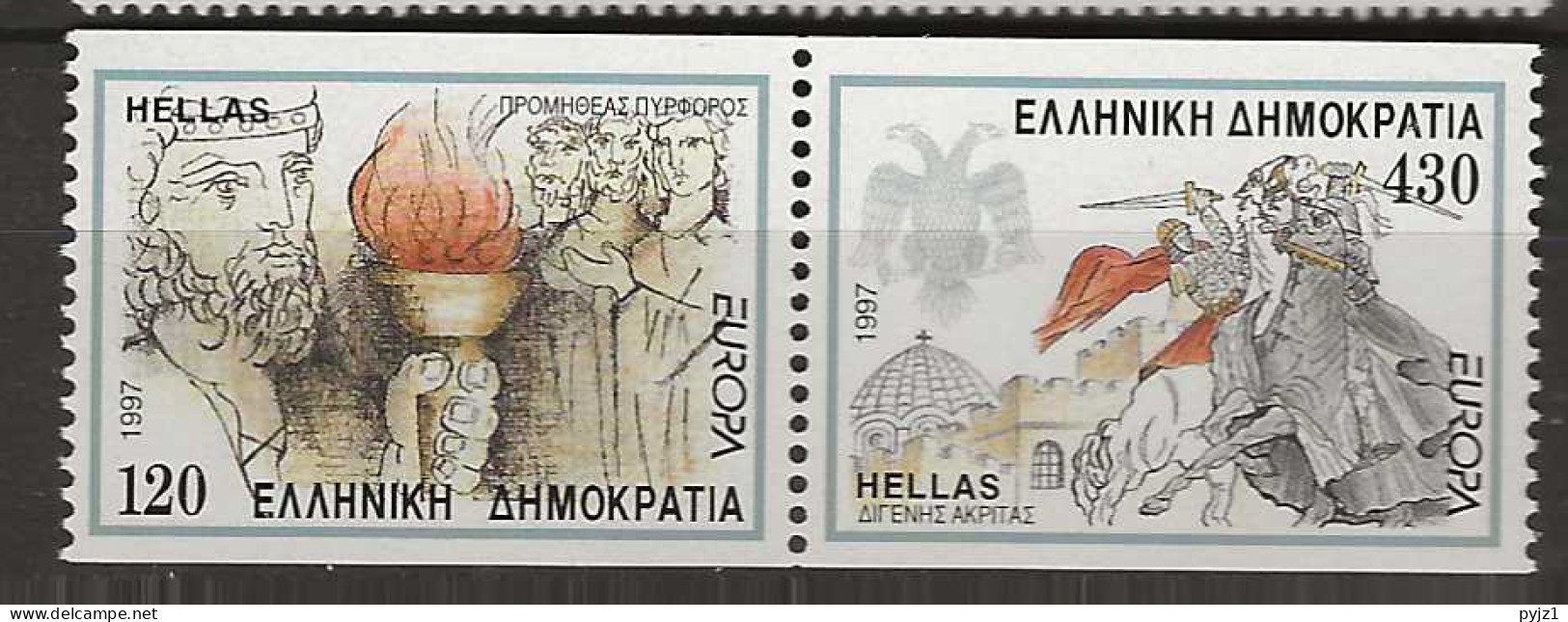 1997 MNH Greece Mi 1946-47-C Europa From Booklet Postfris** - Nuovi