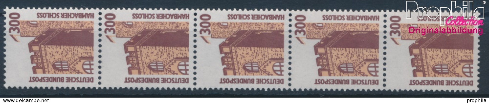 BRD 1348A U R I Fünferstreifen, Gelblicher Gummi Postfrisch 1988 Sehenswürdigkeiten (10343254 - Unused Stamps