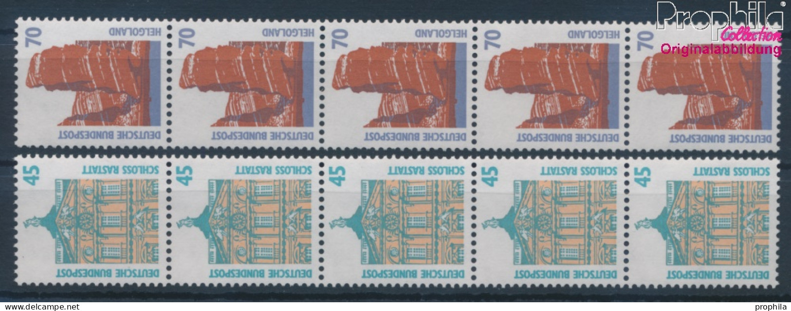 BRD 1468R II-1469R II Fünferstreifen (kompl.Ausg.) Postfrisch 1990 Sehenswürdigkeiten (10343274 - Neufs