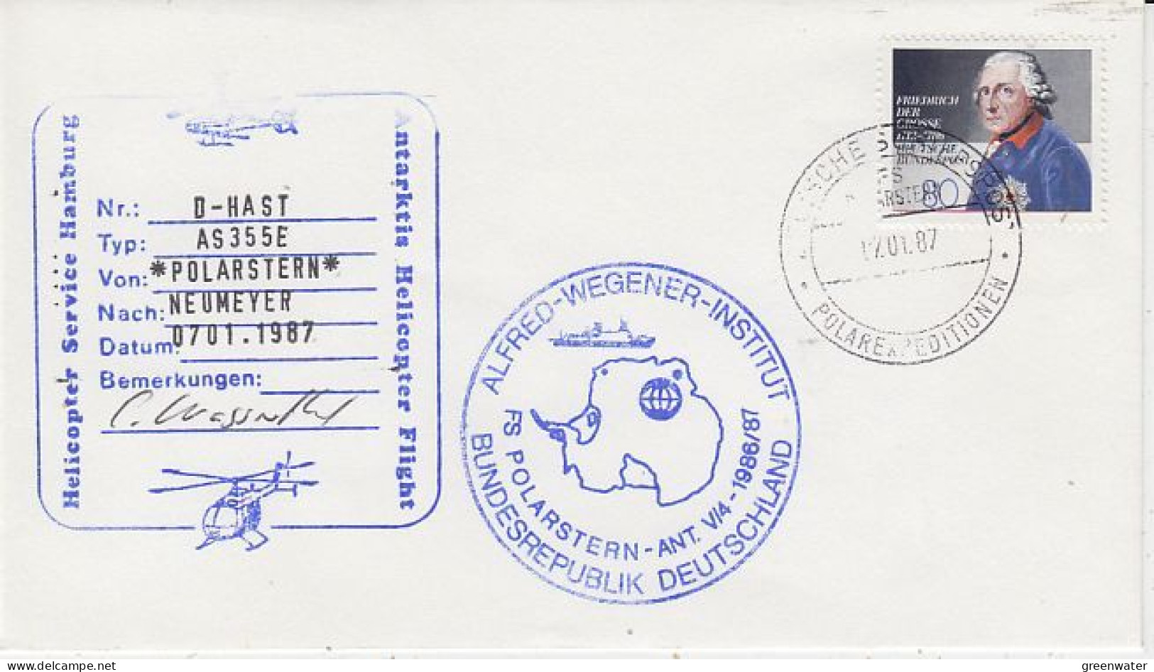 Germany 1987 Antarctic Flight From Polarstern To G. Von Neumayer 07.01.1987 (GS153A) - Poolvluchten