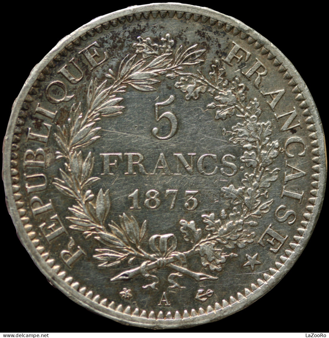 LaZooRo: France 5 Francs 1873 A XF / UNC - Silver - 5 Francs