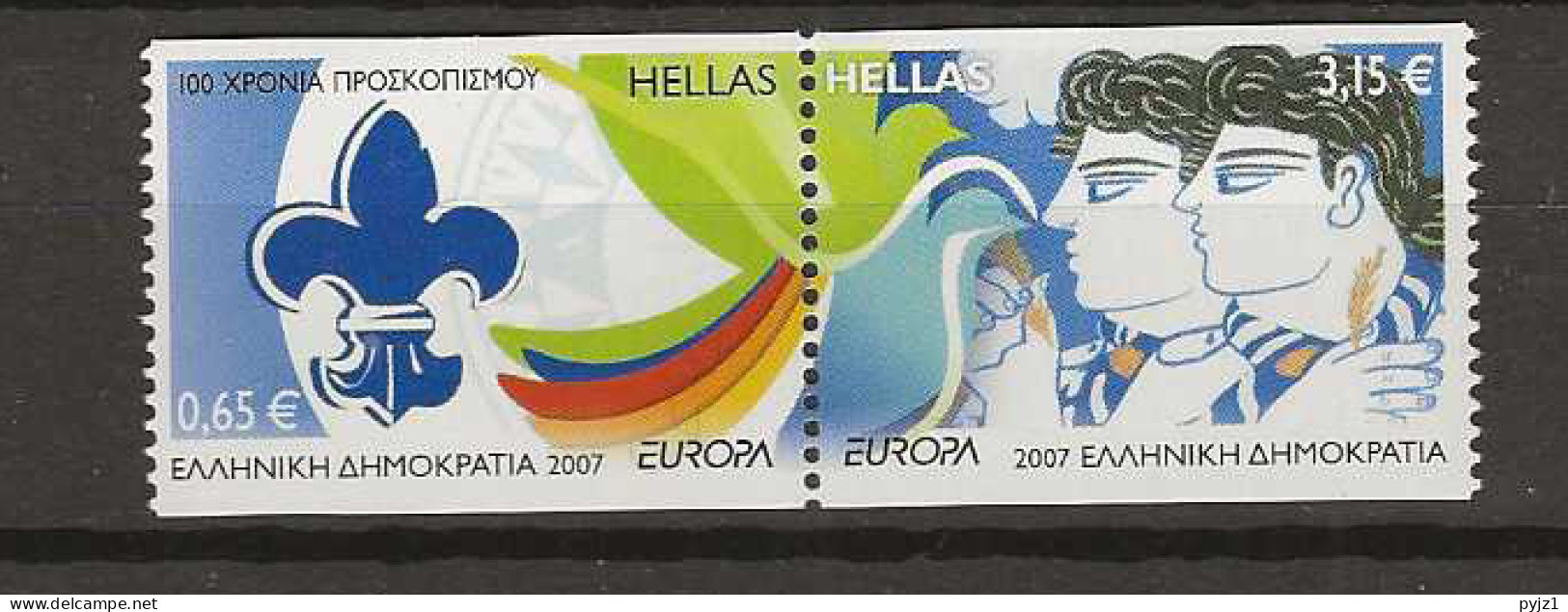 2007 MNH Greece Mi 2421-22-C Europa From Booklet Postfris** - Unused Stamps