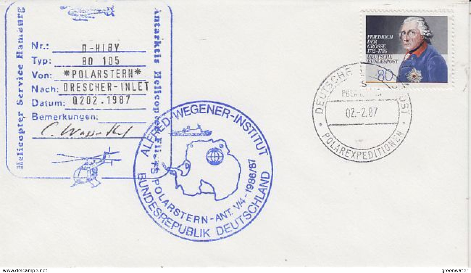 Germany 1987 Antarctic Flight From Polarstern To Drescher-Inlet  02.02.1987 (GS154) - Vols Polaires