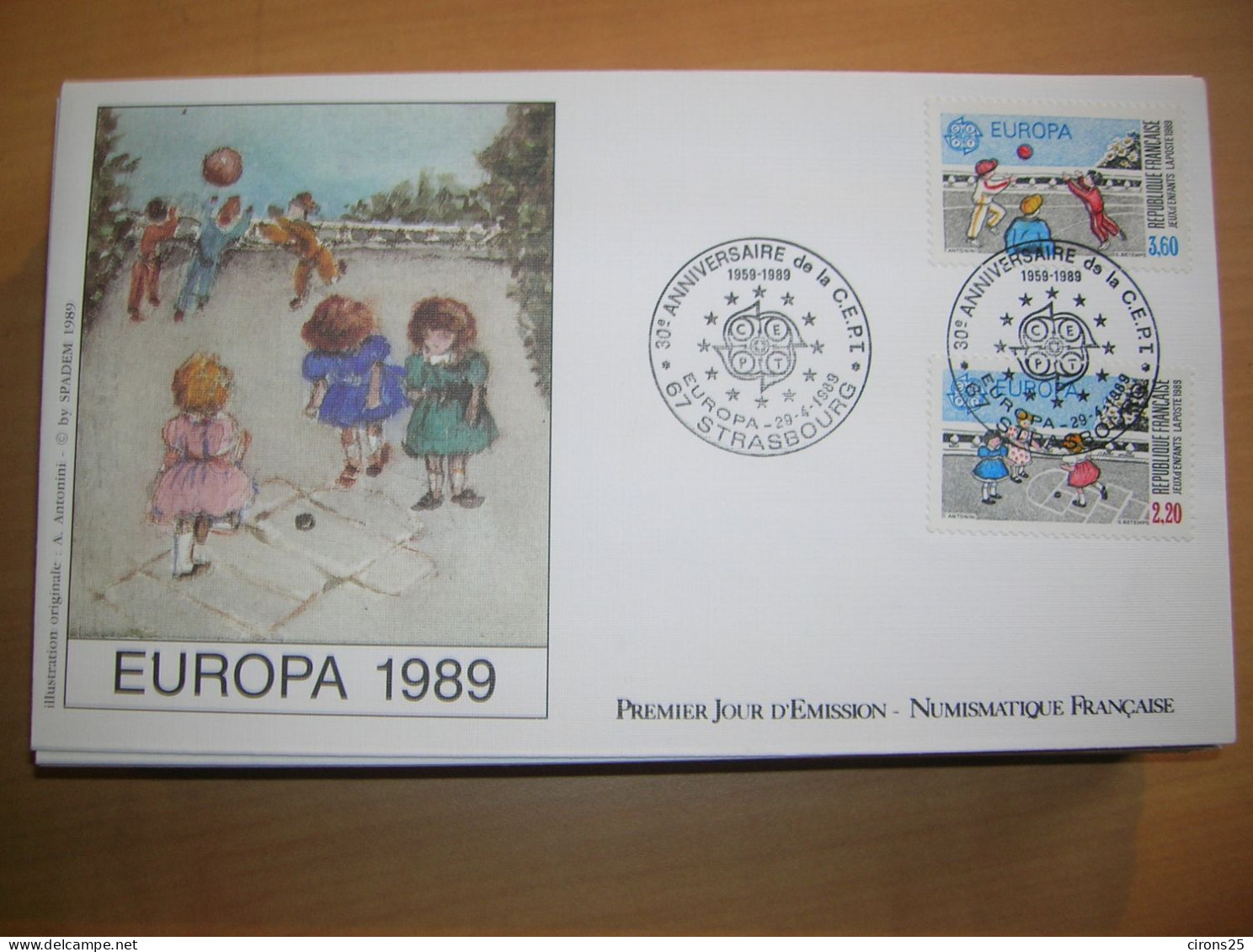 1989 FDC PAIRE EUROPA STRASBOURG LA NUMISMATIQUE FRANCAISE - 1980-1989