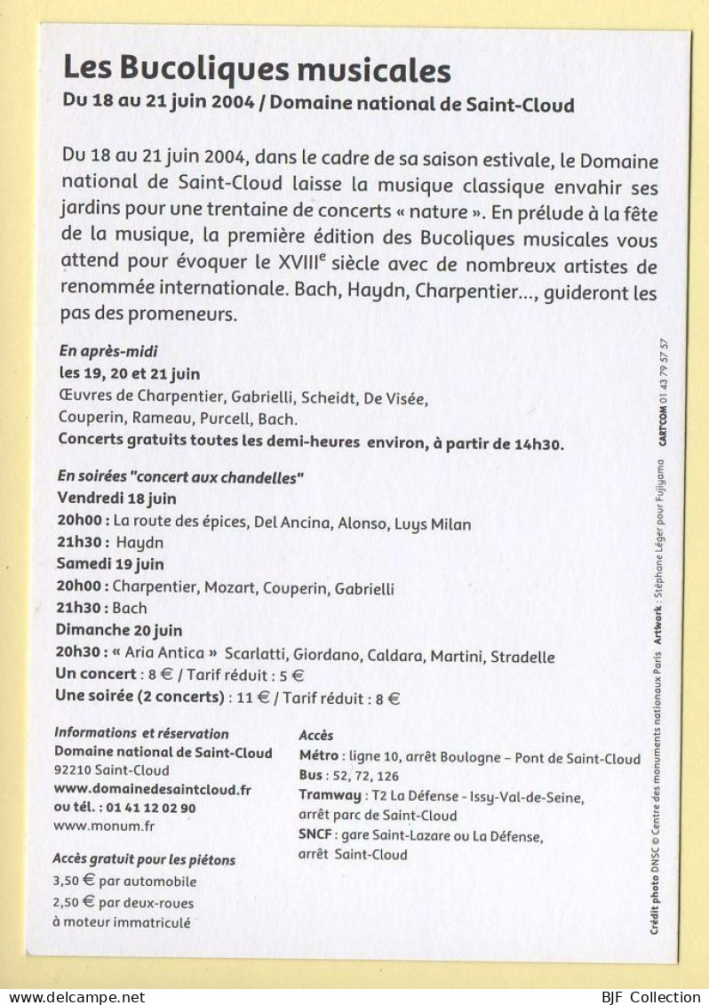 Les Bucoliques Musicales / Domaine National De Saint-Cloud / 2004 / Musique Et Musiciens - Music And Musicians