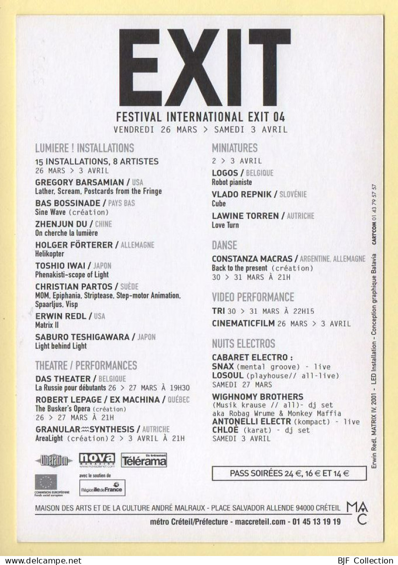 Festival EXIT International / 2004 – CRETEIL / Musique Et Musiciens - Music And Musicians