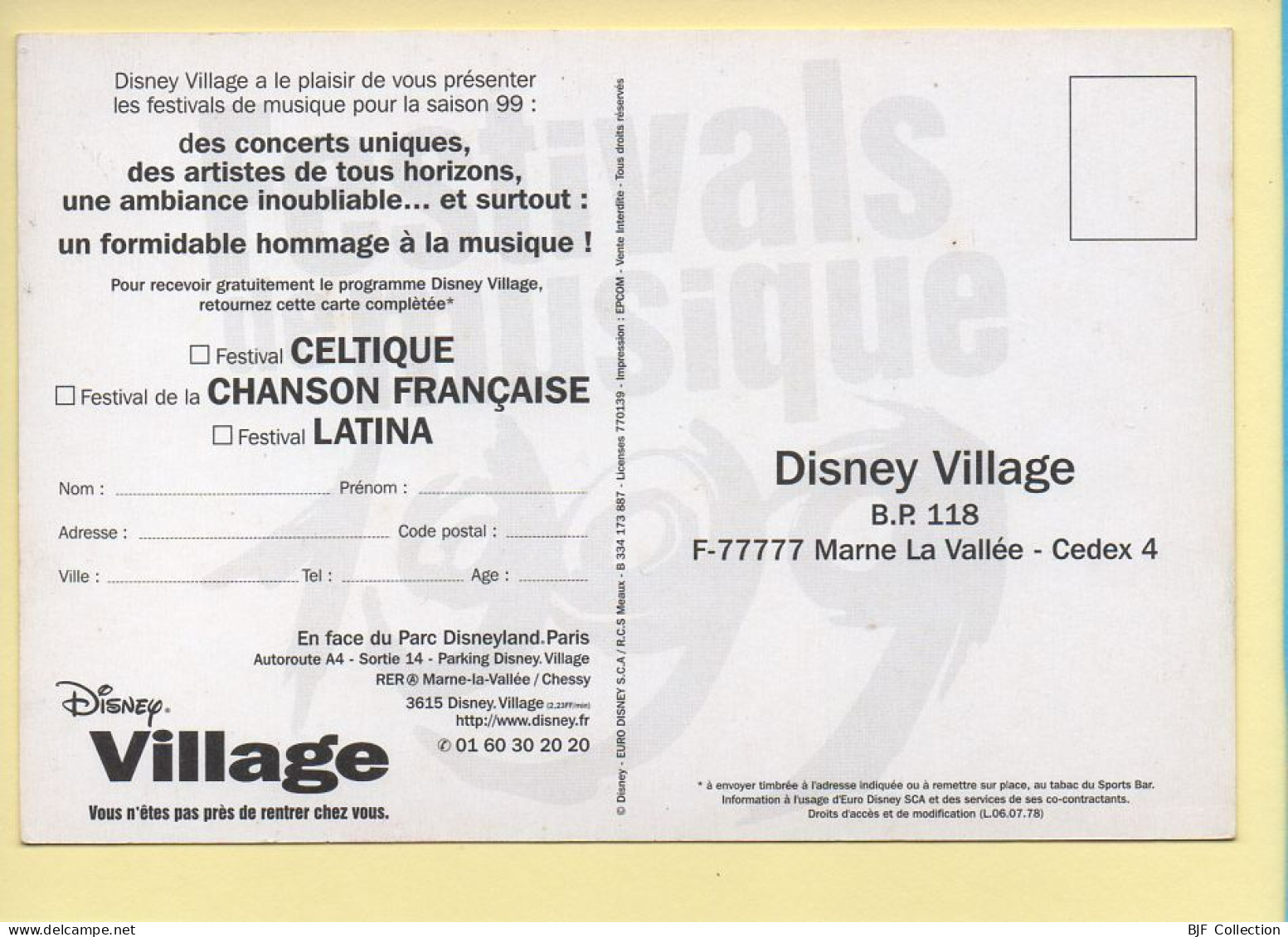 Festival De Musique / Disney Village / 1999 / Musique Et Musiciens - Musik Und Musikanten