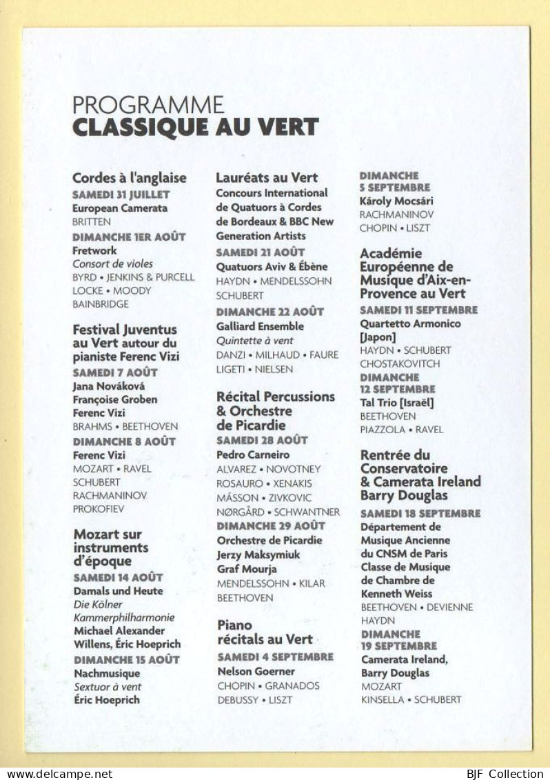 CLASSIQUE AU VERT / Parc Floral De Paris / 2004 / MAIRIE DE PARIS / Musique Et Musiciens - Musique Et Musiciens
