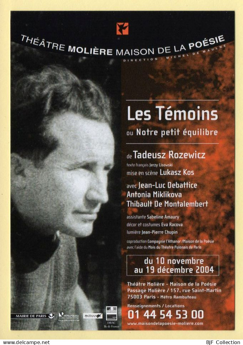 Théâtre Molière Maison De La Poésie / LES TEMOINS Ou Notre Petit équilibre / 2004 / Théâtre - Theatre