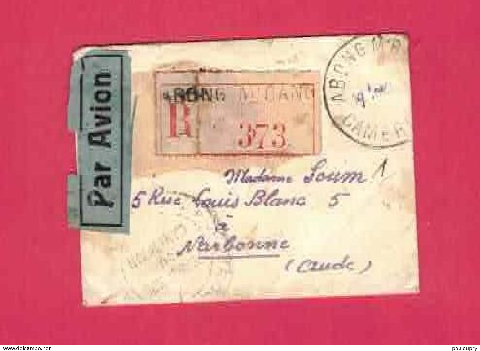 Petite Lettre Recommandée Par Avion De 1940 Pour La France - YT N° 178 Et 185 En Paire - Covers & Documents