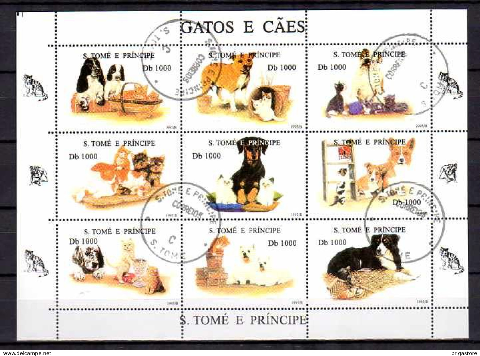 Chats Et Chiens Saint Thomas Et Prince 1995 (20) Yvert N° 1264 BD à 1264 BM Oblitérés - Chats Domestiques