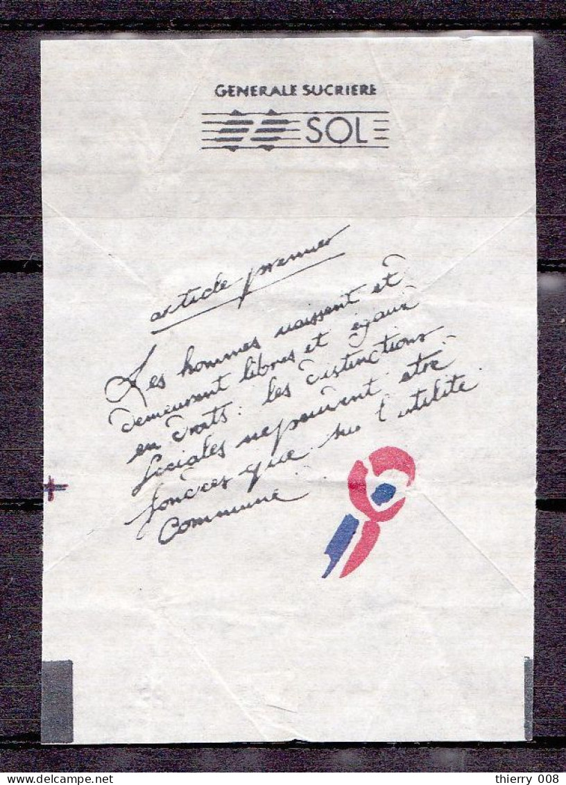 Emballage De Sucre Bicentenaire De La Révolution Française  Article Premier 1989  Sol Générale Sucrière - Zucker