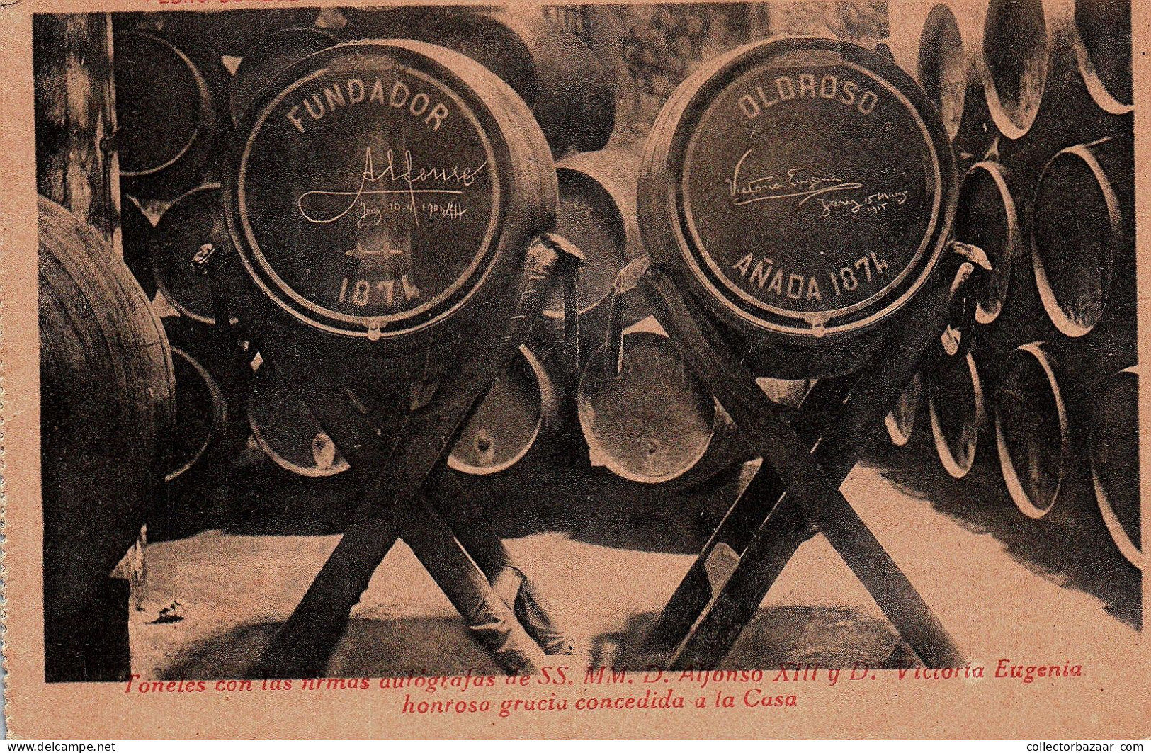 Tun Barrel Ca1900 Advertising Postcard Sherry Wine Cognac  Jerez De La Frontera Spain Pedro Domecq - Publicité