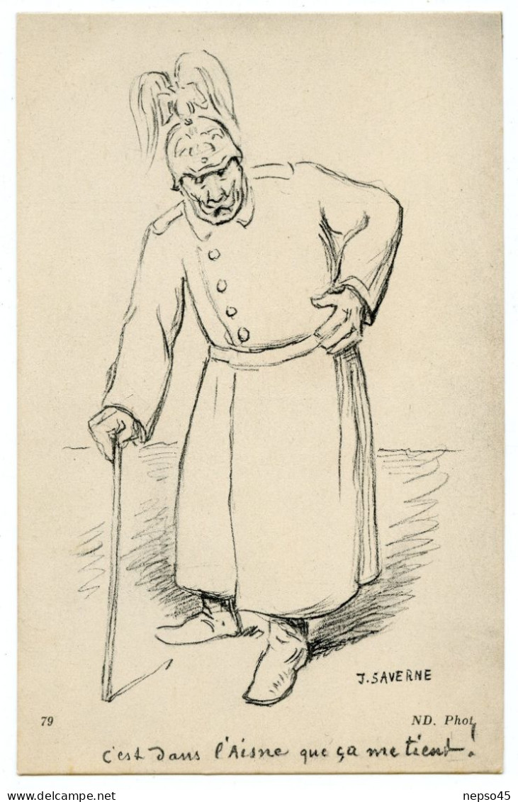 Guerre 1914-18.Kaiser Guillaume II.Caricature.Satire.Illustrateur J.Saverne.C'est Dans L'Aine Que ça Me Tient !! - Humour