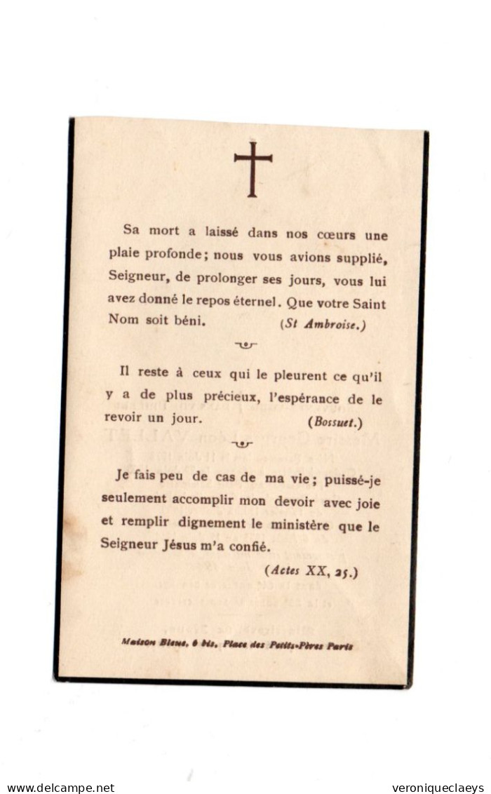 Faire Part De Décès De Messire Georges Léon Vallet 1941 Prières C1/7 - Devotion Images