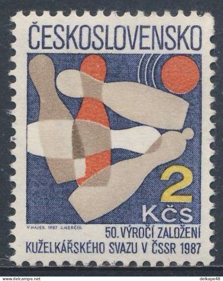 Tschechoslowakei Czechoslovakia 1987 Mi 2896 YT 2708 SG 2865 ** 50th Ann. Czechoslovakian Bowling Federation - Autres & Non Classés