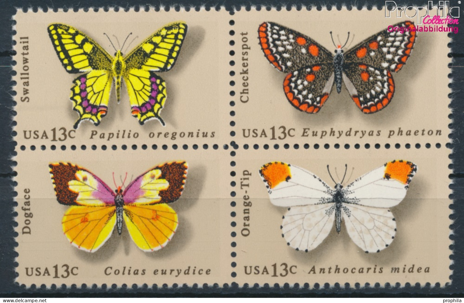 USA 1300-1303 Viererblock (kompl.Ausg.) Postfrisch 1977 Schmetterlinge (10348712 - Unused Stamps
