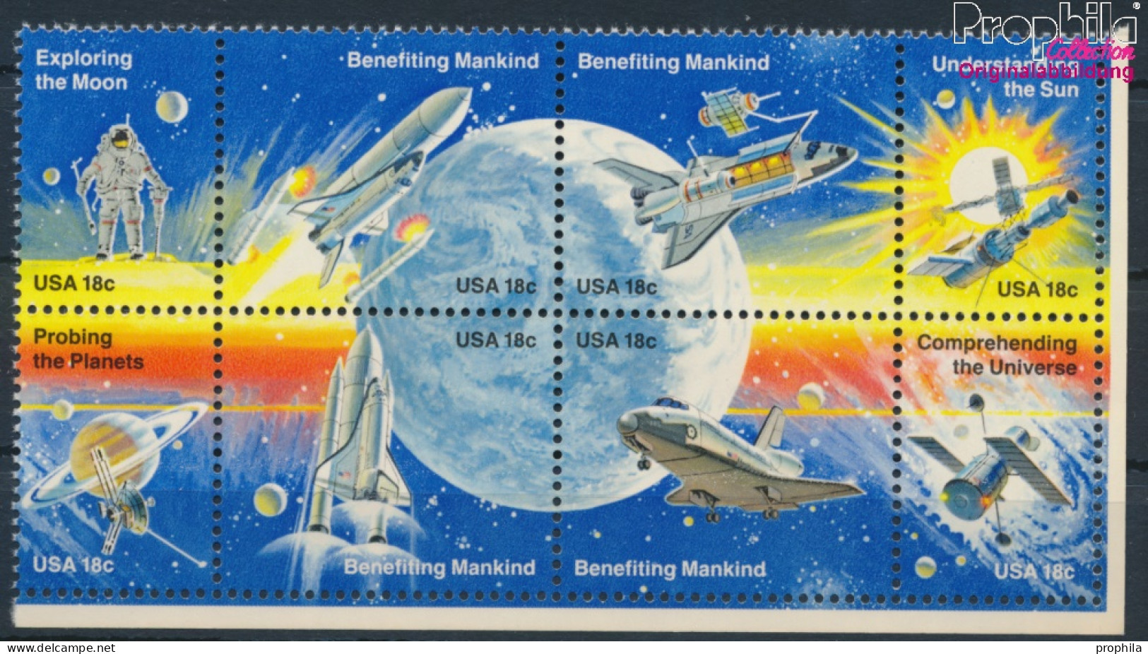 USA 1481-1488 Achterblock (kompl.Ausg.) Postfrisch 1981 Raumfahrt (10348636 - Neufs