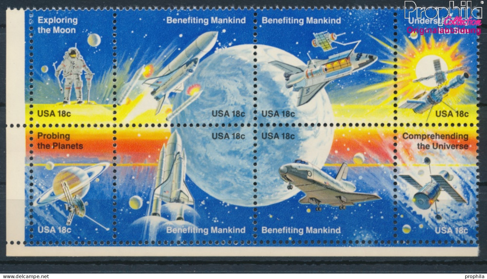 USA 1481-1488 Achterblock (kompl.Ausg.) Postfrisch 1981 Raumfahrt (10348637 - Unused Stamps