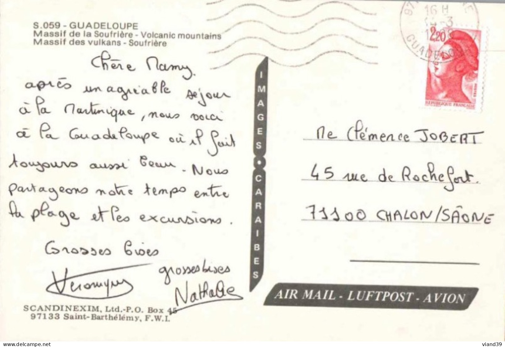 GUADELOUPE. -  Massif De La Soufrière.    Cachet Postal. 1988 - Other & Unclassified