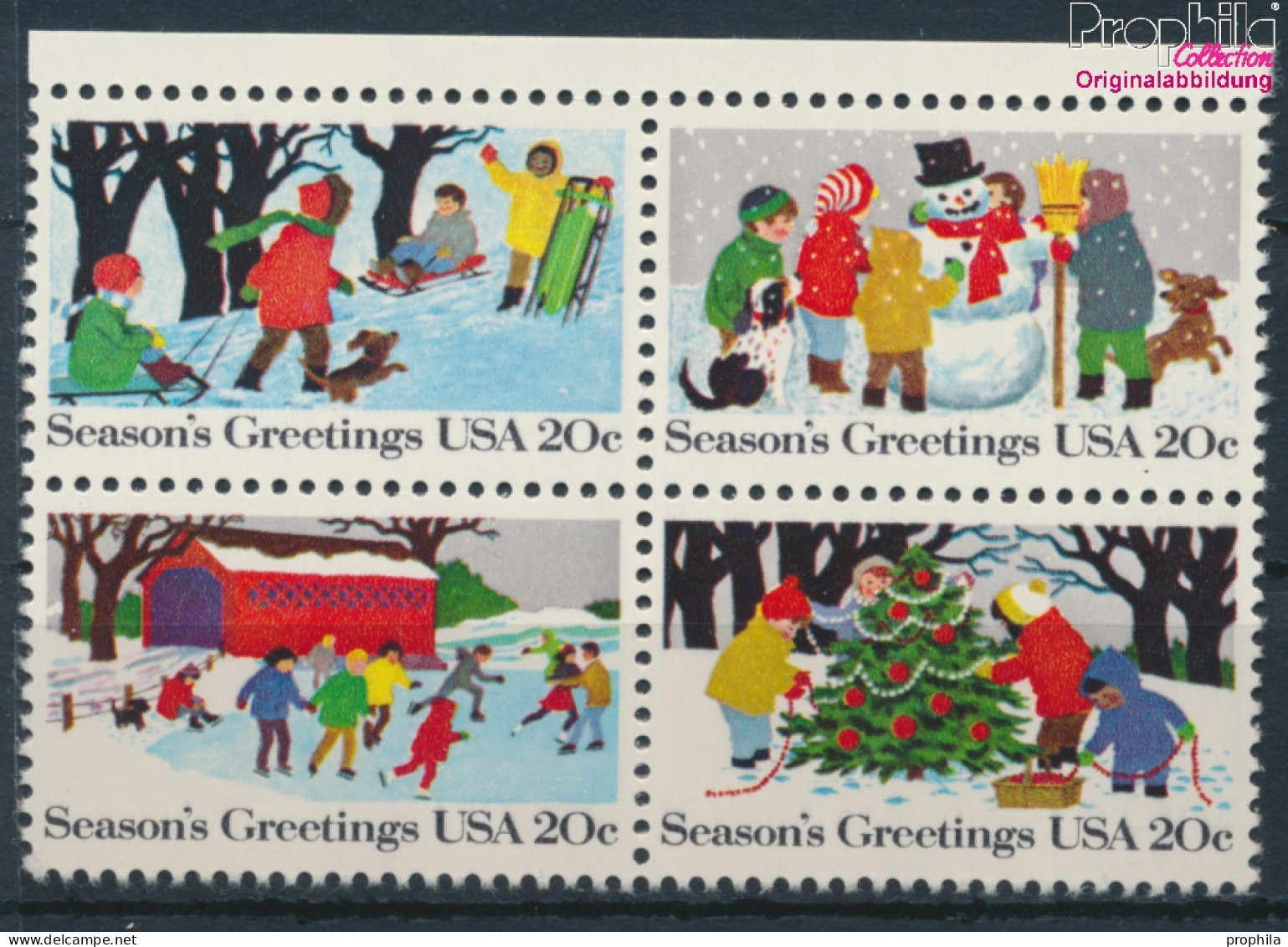 USA 1607-1610 Viererblock (kompl.Ausg.) Postfrisch 1982 Weihnachten (10348708 - Neufs