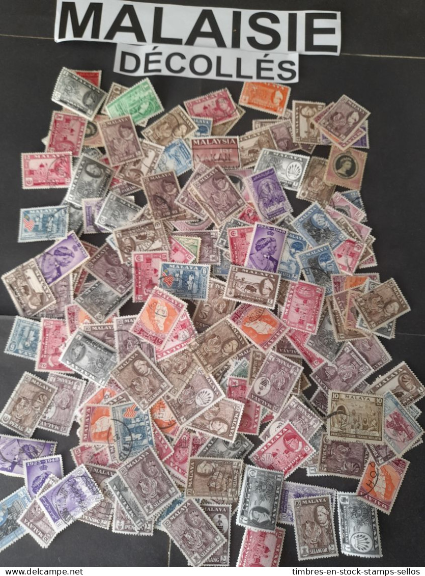 MALAYA  VRAC 16 G DECOLLES , ANCIENS , GRANDS - Lots & Kiloware (mixtures) - Max. 999 Stamps