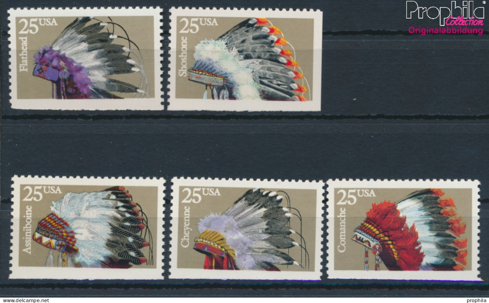 USA 2098Du-2102Eru (kompl.Ausg.) Postfrisch 1990 Indianer Kopfschmuck (10348616 - Neufs