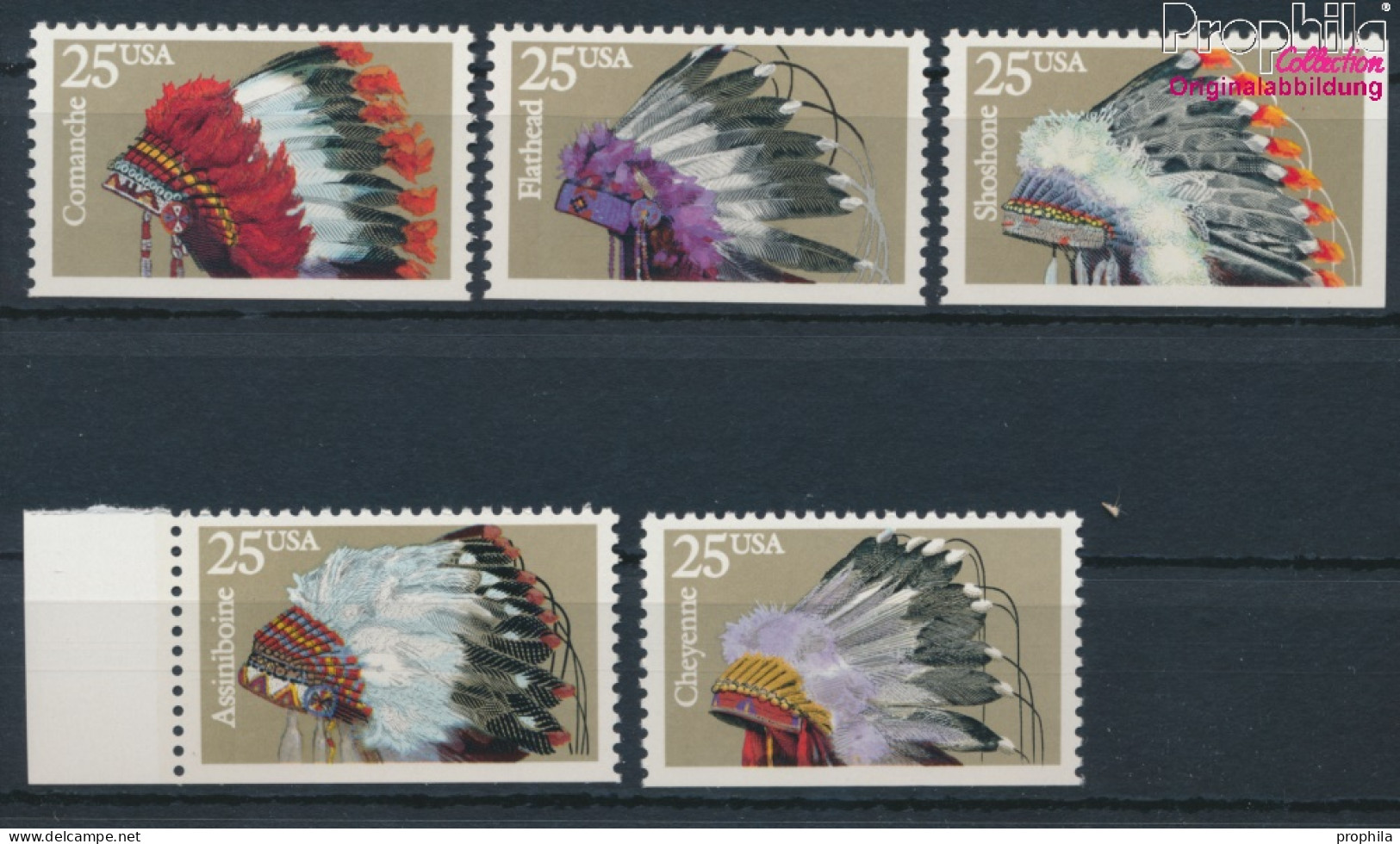 USA 2098Du-2102Eru (kompl.Ausg.) Postfrisch 1990 Indianer Kopfschmuck (10348693 - Neufs