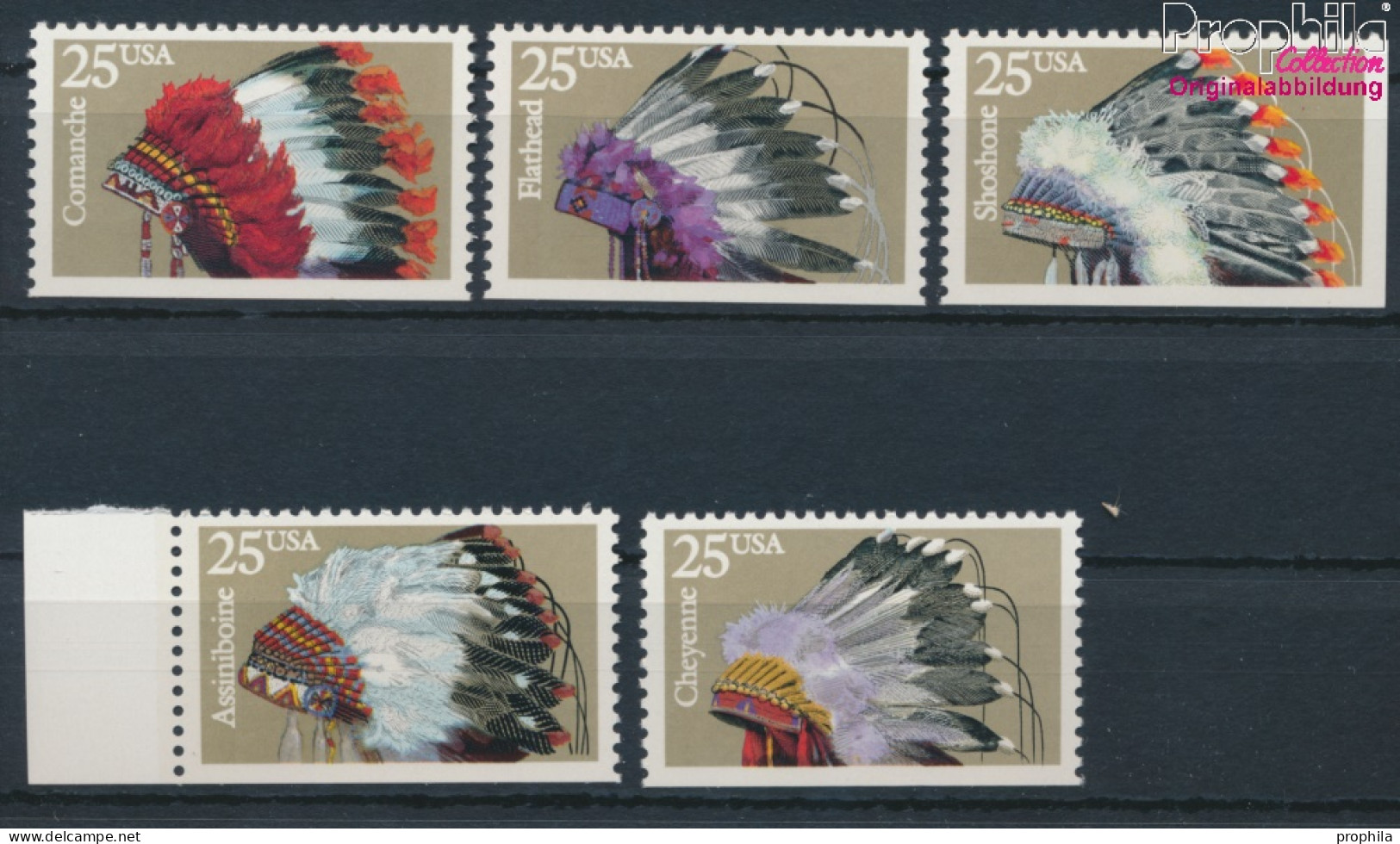 USA 2098Du-2102Eru (kompl.Ausg.) Postfrisch 1990 Indianer Kopfschmuck (10348693 - Ungebraucht