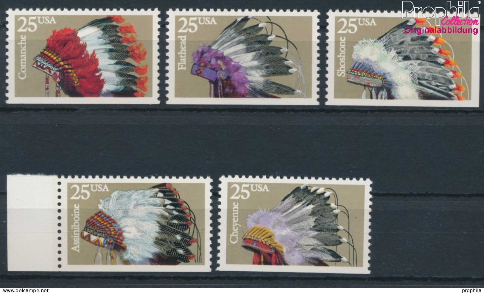 USA 2098Du-2102Eru (kompl.Ausg.) Postfrisch 1990 Indianer Kopfschmuck (10348695 - Neufs
