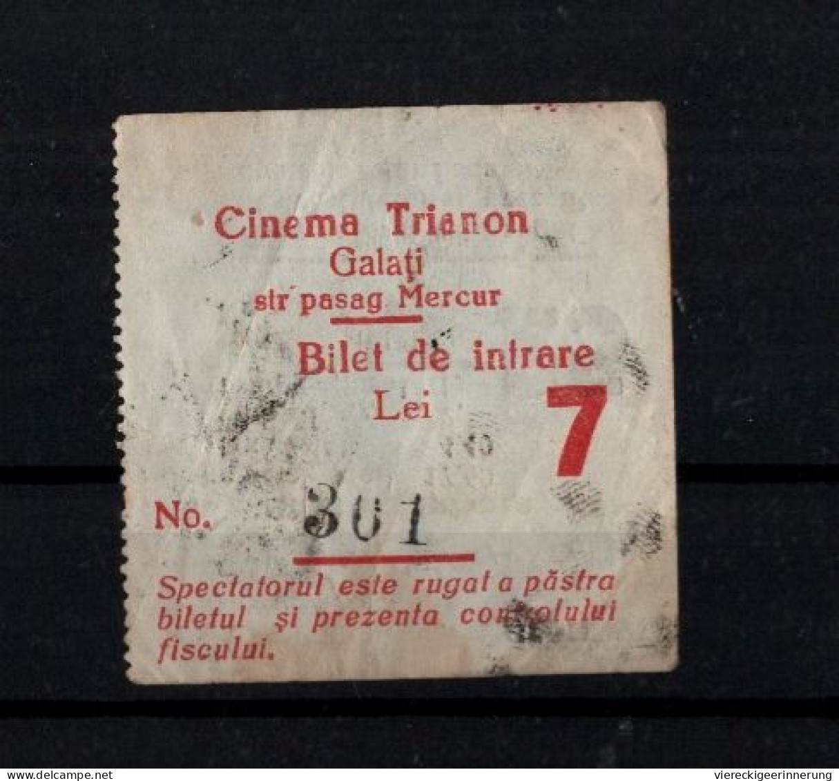 ! 1 Old Cinema Ticket From Galati, Kinoticket, Rumänien - Tickets D'entrée