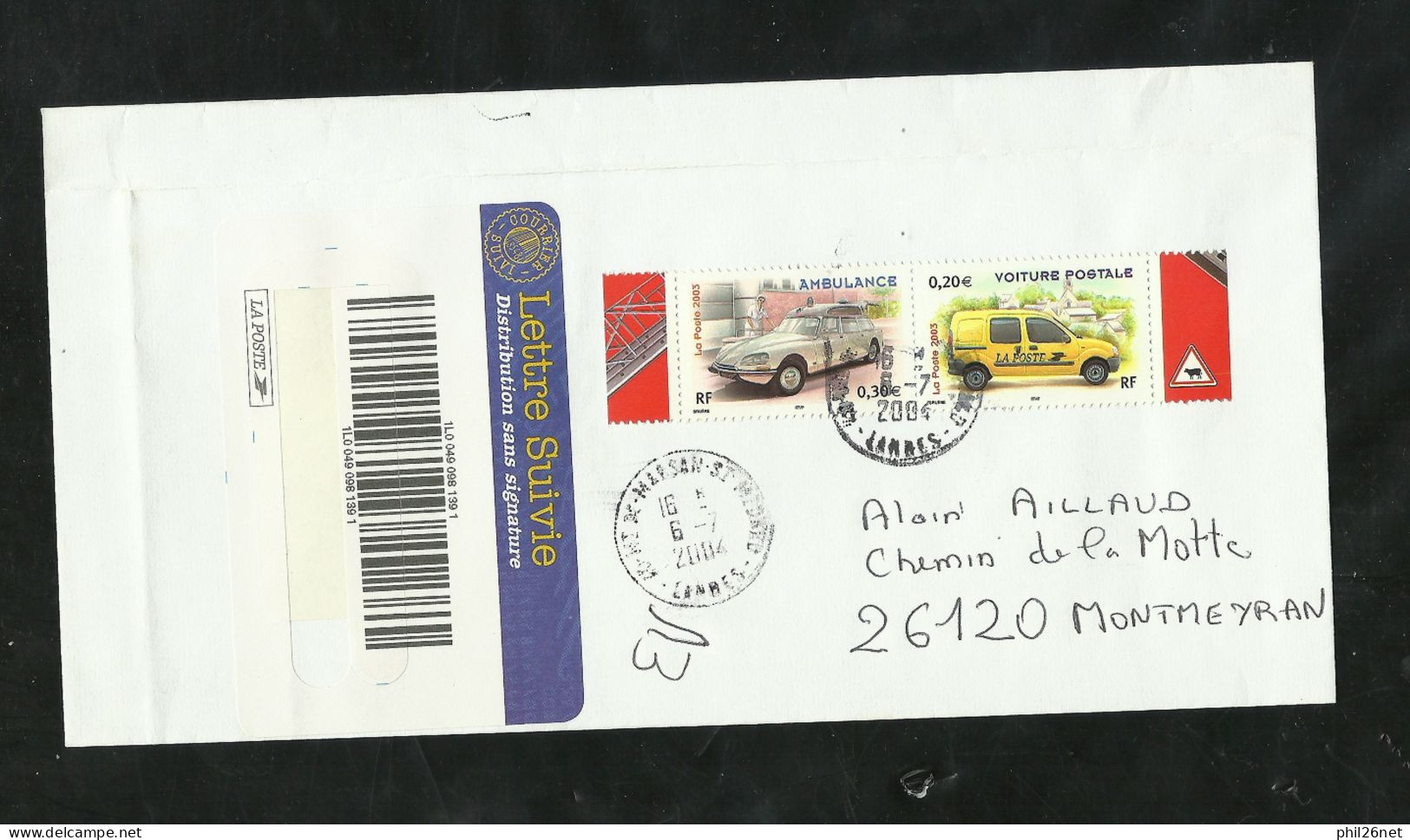 Lettre Suivie De Mont De Marsan Le 16/07/2004 N°3612 Et 3617 Se Tenant Ambulance Et Voiture Postale B/ TB  Voir Scans  ! - Cartas & Documentos