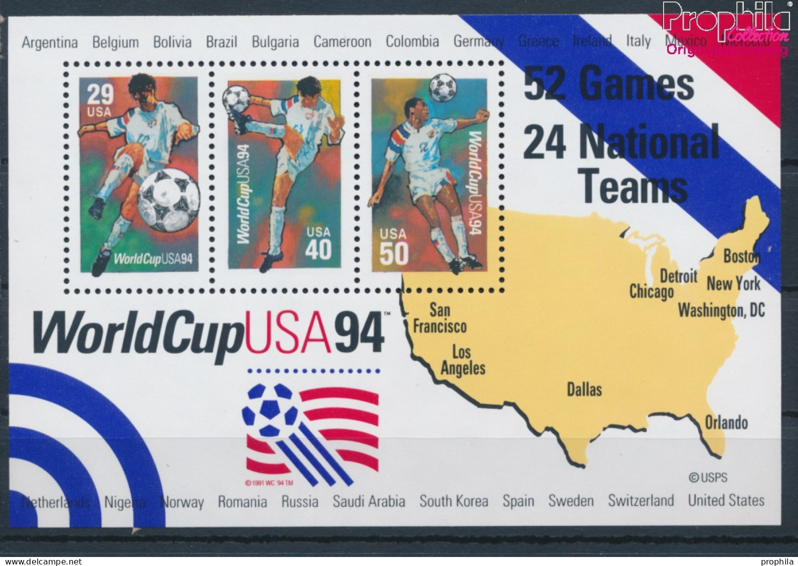 USA Block33 (kompl.Ausg.) Postfrisch 1994 Fussball WM (10348646 - Unused Stamps