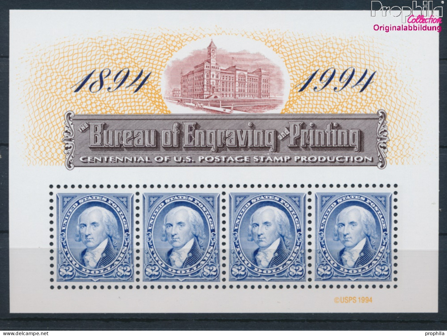 USA Block36 (kompl.Ausg.) Postfrisch 1994 Herstellung Briefmarken (10348670 - Unused Stamps