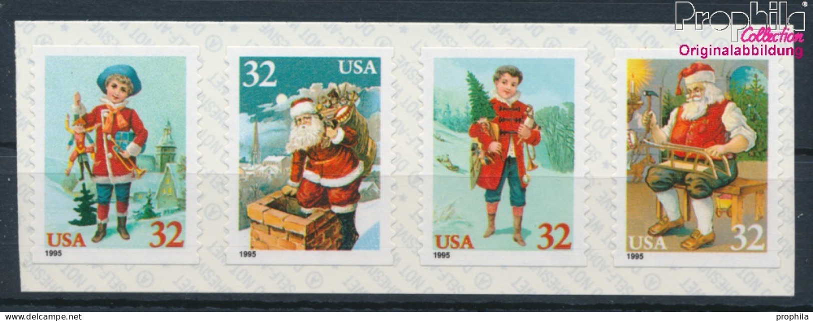 USA 2648BC-2651BC Viererstreifen (kompl.Ausg.) Postfrisch 1995 Weihnachten (10348665 - Unused Stamps