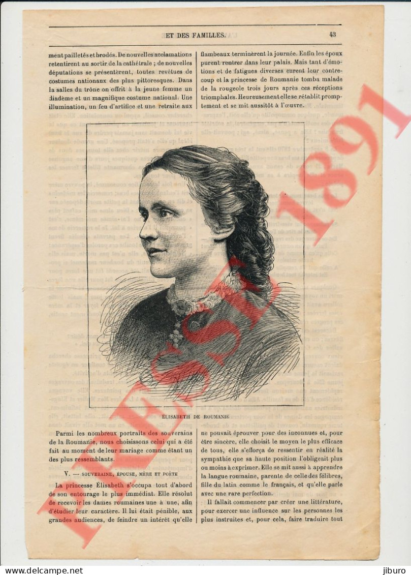 (avec Défaut = Article Incomplet) 5 Vues 1891 Gravure Portrait Roi Charles 1er Et Elisabeth De Roumanie Histoire  266CH9 - Non Classés