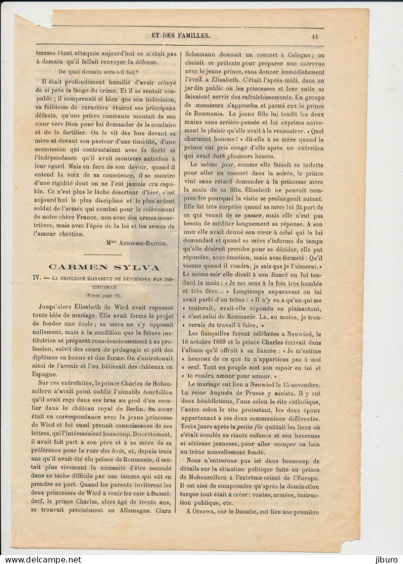 (avec Défaut = Article Incomplet) 5 Vues 1891 Gravure Portrait Roi Charles 1er Et Elisabeth De Roumanie Histoire  266CH9 - Non Classés