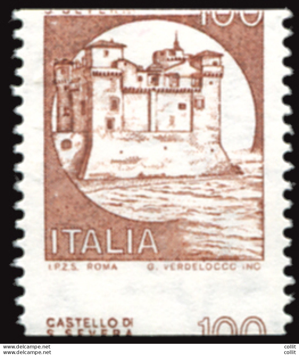 Castelli Lire 100 Bobina  Varietà Castello In Basso - Abarten Und Kuriositäten