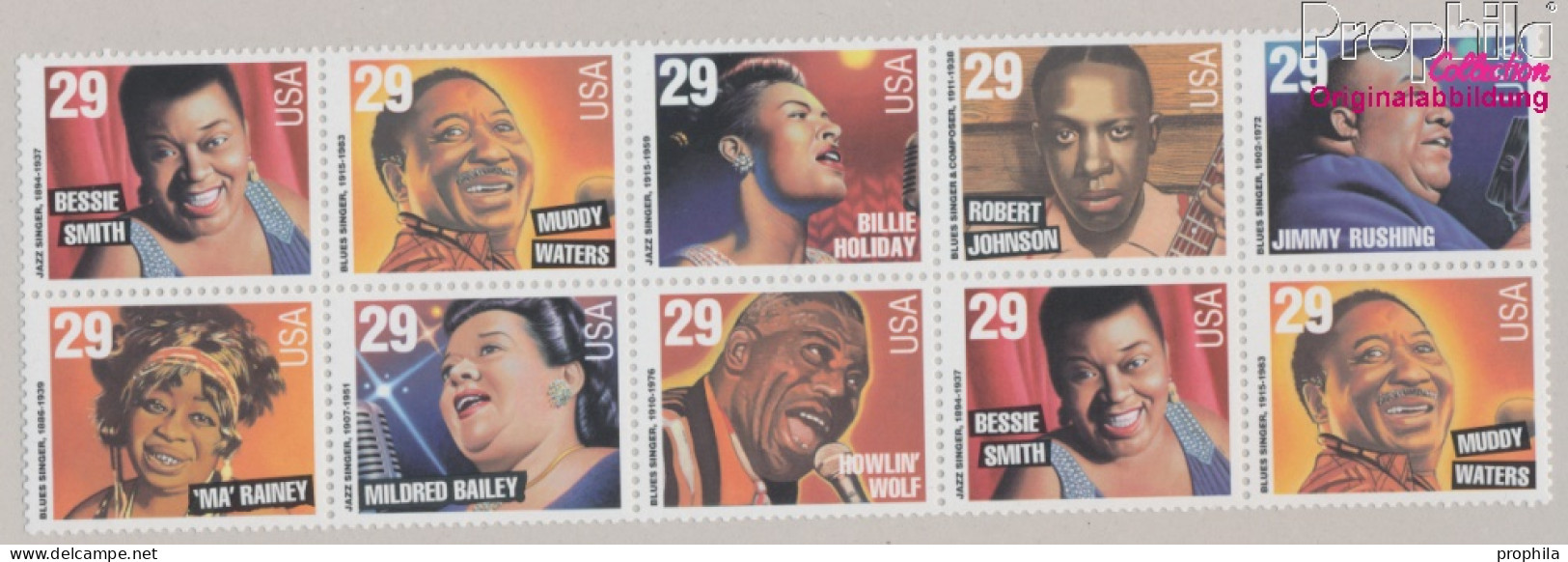 USA 2492-2499 Zehnerblock (kompl.Ausg.) Postfrisch 1994 Musikgeschichte - Blues Und Jazz (10368288 - Unused Stamps