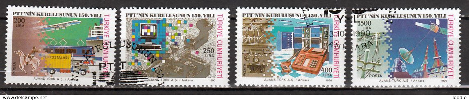 Turkije Mi 2910,2913 A Turkse Post 150 Jaar Gestempeld - Used Stamps