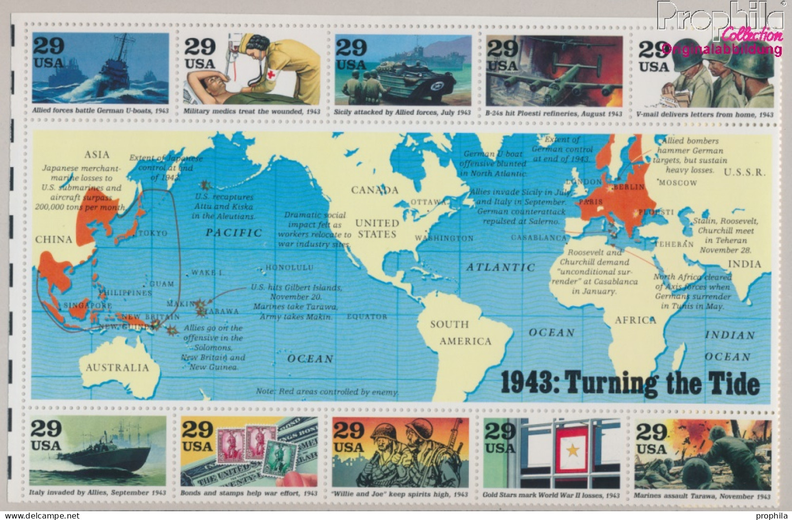 USA Block32 (kompl.Ausg.) Postfrisch 1993 Zweiter Weltkrieg (10368277 - Nuovi