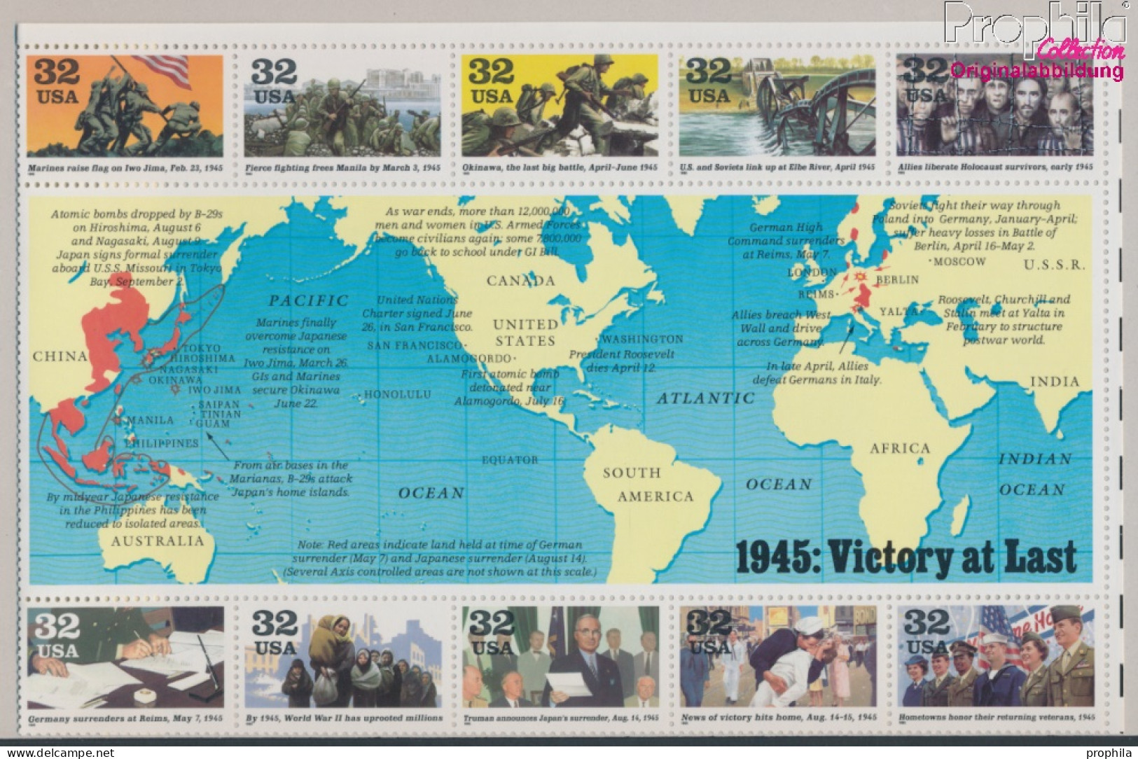 USA Block37 (kompl.Ausg.) Postfrisch 1995 Geschichte Des II.Weltkrieges (10368273 - Unused Stamps