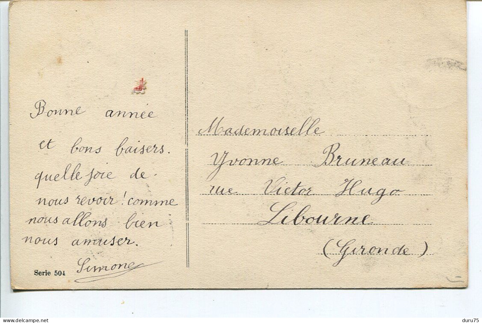 CPA Type Viennoise Voyagé 1908 * BONNE ANNÉE Trois Petits COCHONS Et Couple Enfants Dans Panier Osier * Bouquet Gui - Neujahr