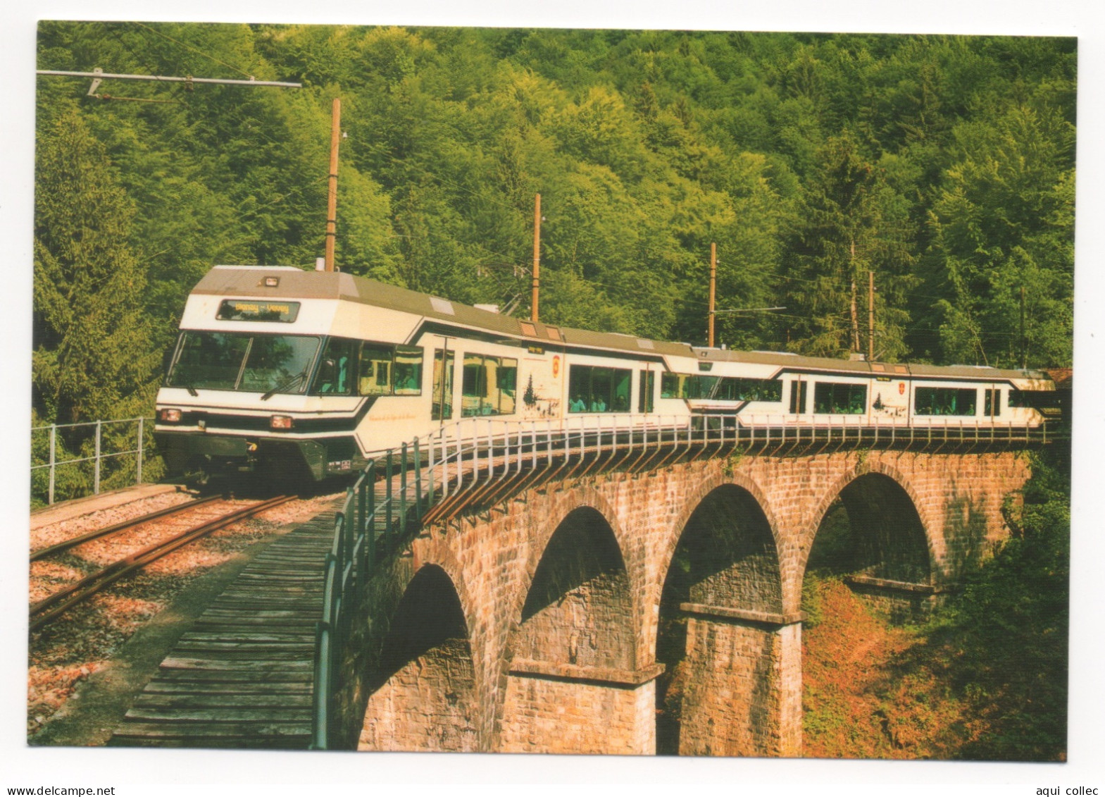 CHEMINS DE FER ÉLECTRIQUES VEVEYSANS - AUTOMOTRICE Be 2/6 7003 BLONAY ET ST LÉGIER SUR LE VIADUC DE LA BAYE DE CLARENS - Trains