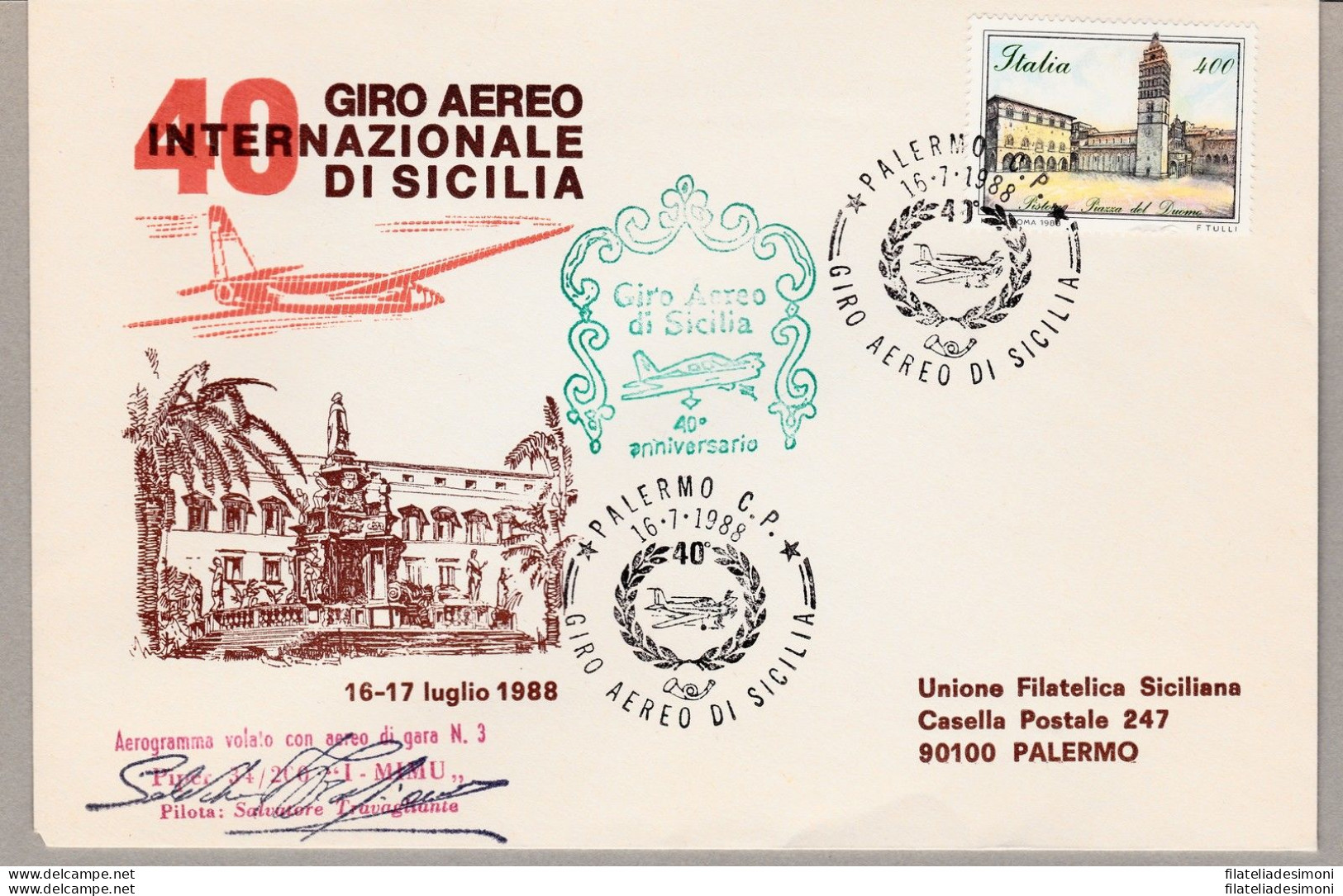 1988 Italia - Repubblica - 40° Giro Aereo Internazionale Di Sicilia ANNULLI SPE - Europe