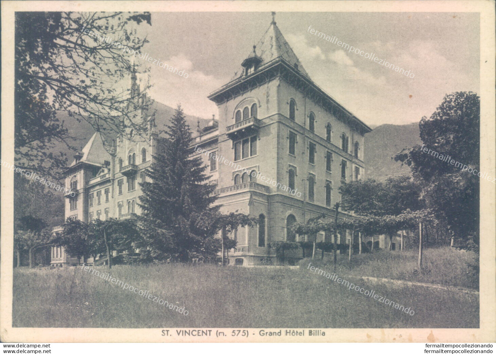 Ab189 Cartolina  S.vincent Grand Hotel Billia 1939 Provincia Di Aosta - Aosta