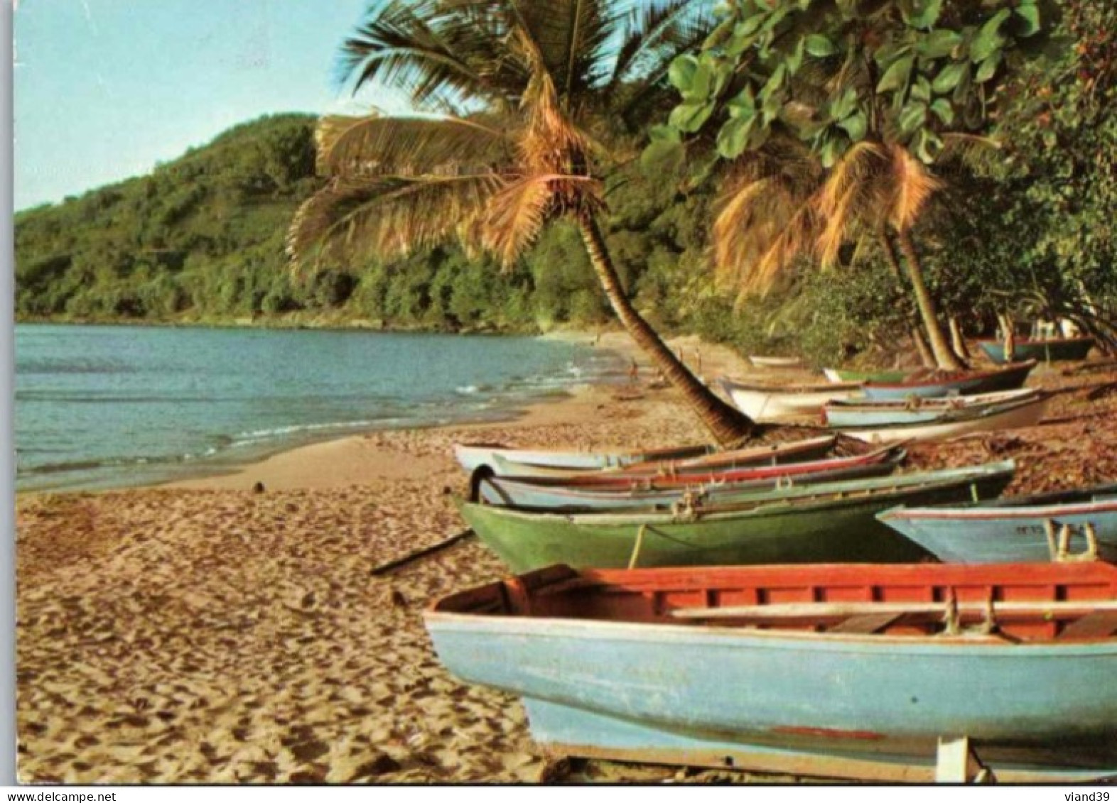 GUADELOUPE. -  Bateaux Saintois Sur La Plage   Cachet Postal. 1987 - Saint Barthelemy