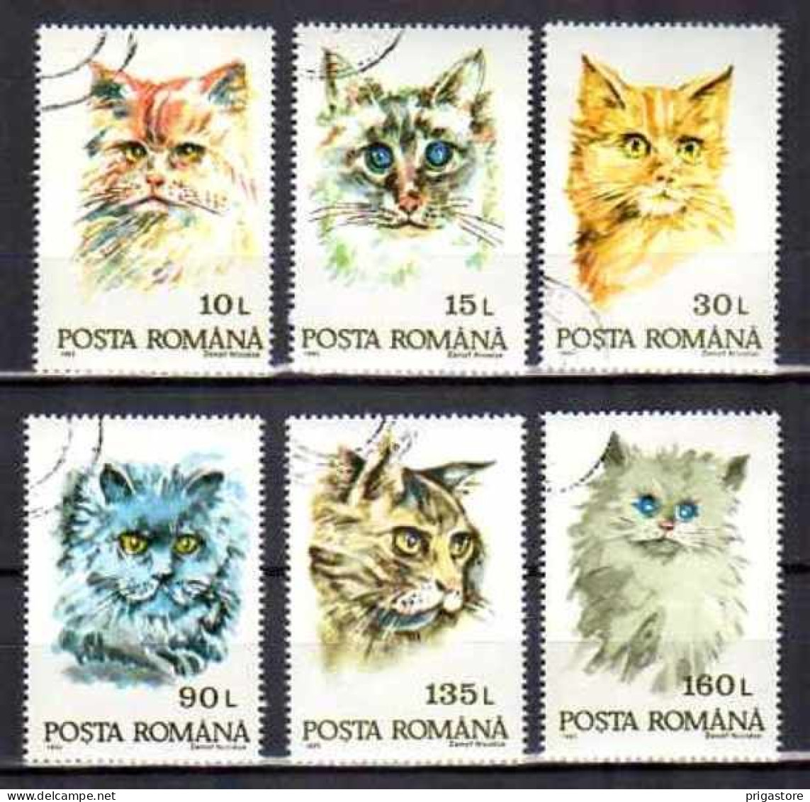 Roumanie 1993 Chats (23) Yvert N° 4076 à 4081 Oblitérés - Usati
